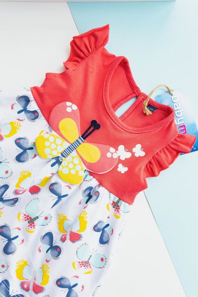 Kelebek Figürlü Yazlık Penye Bebek Elbise