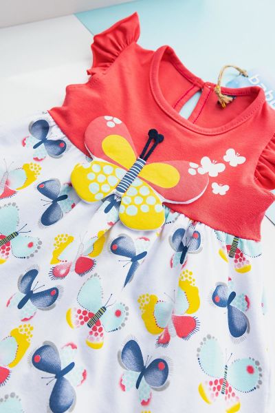 Kelebek Figürlü Yazlık Penye Bebek Elbise