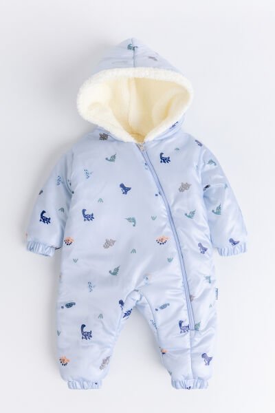 Kapüşonlu Peluş Astarlı Kışlık Kız-Erkek Bebek Astronot-Kozmonot Tulum MAVİ - 18-24 AY