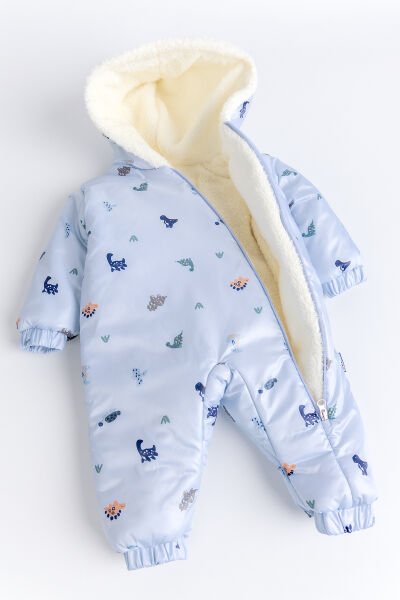 Kapüşonlu Peluş Astarlı Kışlık Kız-Erkek Bebek Astronot-Kozmonot Tulum MAVİ - 18-24 AY