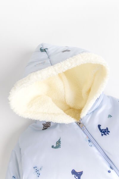 Kapüşonlu Peluş Astarlı Kışlık Kız-Erkek Bebek Astronot-Kozmonot Tulum MAVİ - 18-24 AY