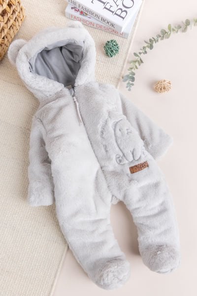 Premium Kalite Peluş  Pamuk Penye Astarlı Ayıcık Fiğürlü Kışlık Kız-Erkek Bebek Tulum