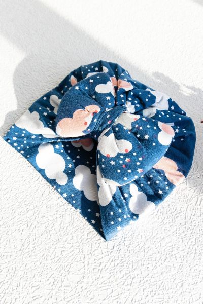 Bulut Desenli Kız Bebek Bandana Şapka
