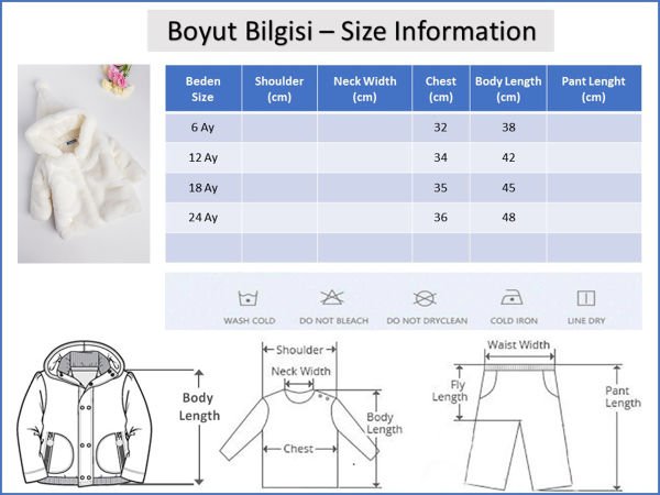 Kapüşonlu Krem Kız Bebek Peluş Mont