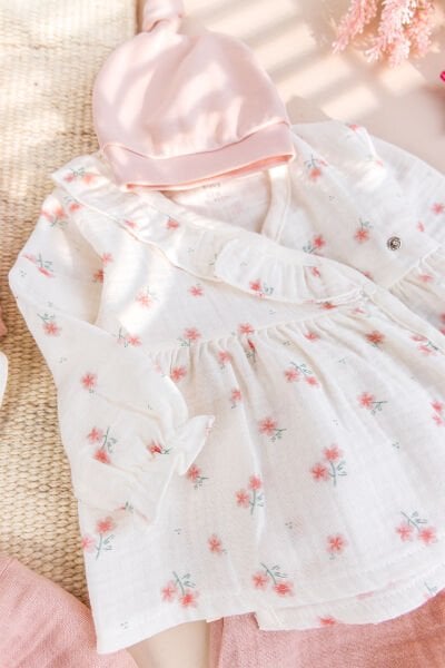 Müslin 100% Pamuk 10'lu Kız Bebek Hastane Çıkışı Yeni Doğan Set