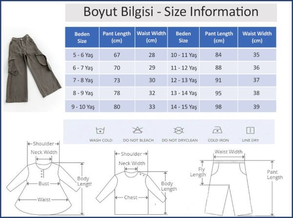 Kuşgözü Detaylı Kargo Cepli Kanvas Kız Çocuk Pantolon