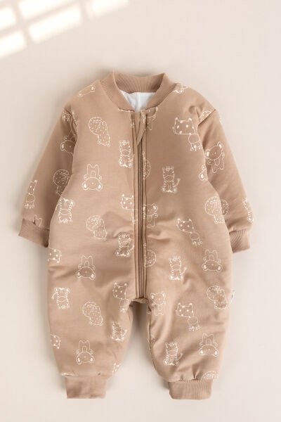 Elyaf Dolgulu 2,5 Tog Pamuklu Penye Astarlı Kız /Erkek Çocuk Uyku Tulumu KAHVERENGİ - 4 Yaş