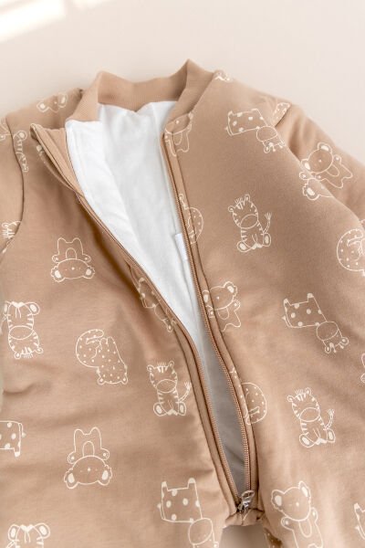 Elyaf Dolgulu 2,5 Tog Pamuklu Penye Astarlı Kız /Erkek Çocuk Uyku Tulumu KAHVERENGİ - 4 Yaş