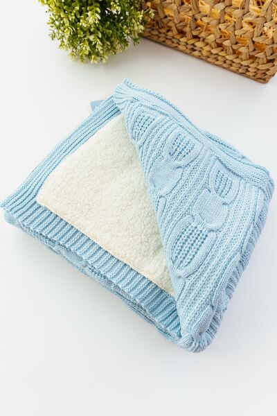 Ayıcık Figürlü Triko Bebek Battaniyesi