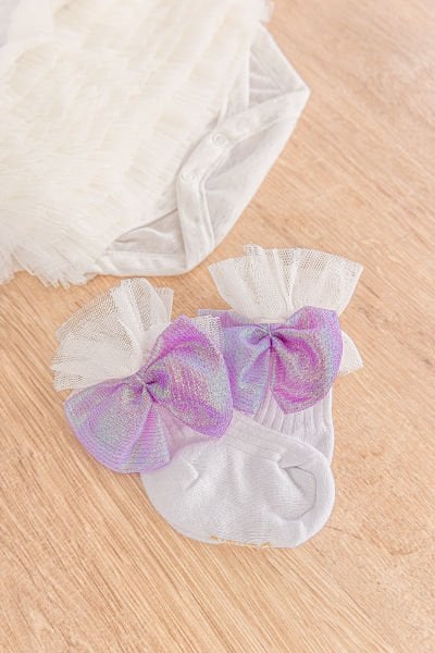 Tütü Etekli Fiyonklu Bandanalı Kız Bebek Tulum Takım