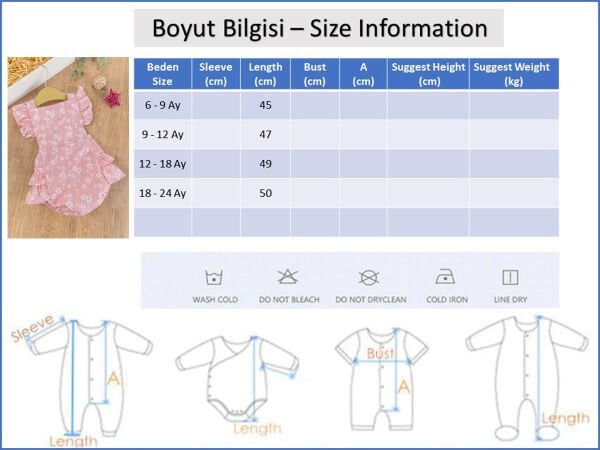 Fırfırlı Çiçek Desenli Yazlık Kız Bebek Tulum