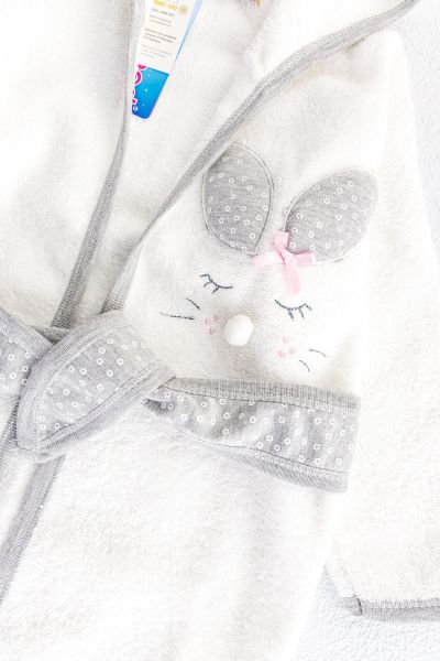 Tavşan Figürlü Bebek Banyo Havlu Bornoz Seti