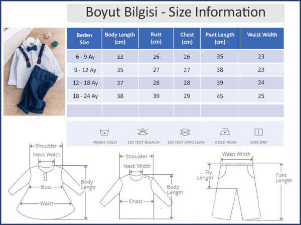 Papyonlu Pantolon Askılı Erkek Bebek Gömlek Pantolon Takım