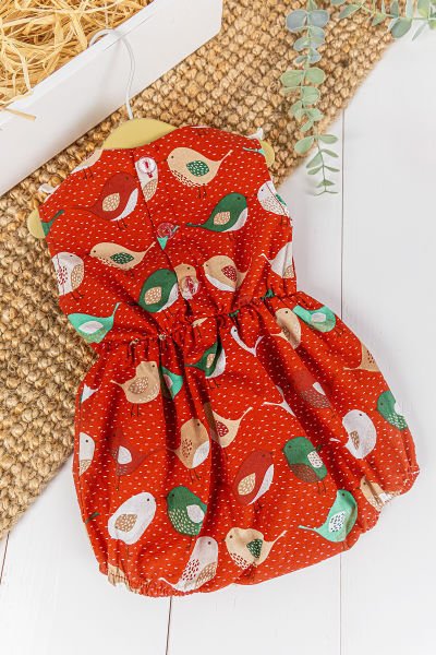 Fistolu Kuş Desenli Yazlık Kız Bebek Tulum