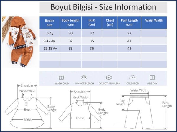 Ayıcık Figürlü Yelekli Üç Parça Kışlık Erkek Bebek Takım