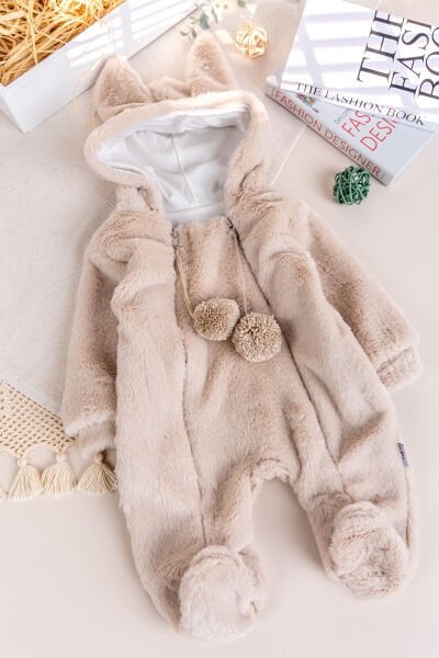 Kışlık Peluş Welsoft  Penye Astarlı Pamuklu Kız Erkek Bebek Tulum