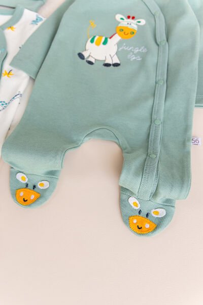 Zürafa Figürlü Uzun Kollu İkili Bebek Tulum