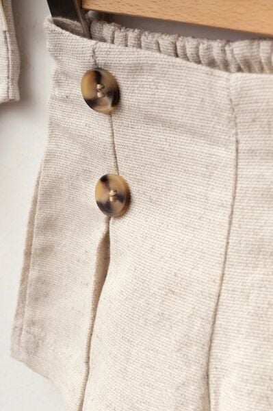 Keten Yelek Şort Şık Kız Bebek Takım