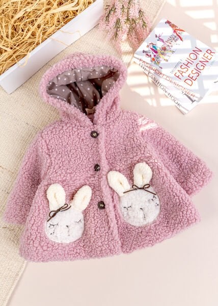 Tavşan Fiğürlü Welsoft Kışlık Kız Bebek/Çocuk Mont