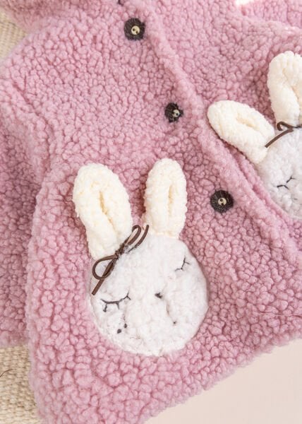 Tavşan Fiğürlü Welsoft Kışlık Kız Bebek/Çocuk Mont