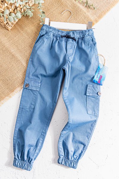 Gabardin Kumaş Salaş Kesimli Erkek Çocuk Kargo Pantolon