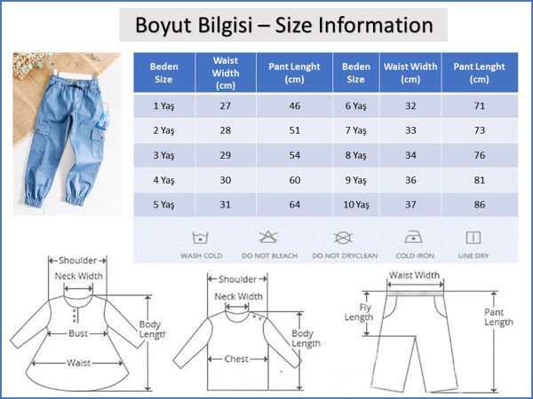 Gabardin Kumaş Salaş Kesimli Erkek Çocuk Kargo Pantolon