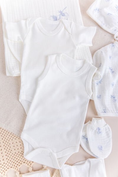 Çiçekli 100% Pamuk Muslin 10'lu Kız Bebek Hastane Çıkışı Yeni Doğan Set LİLA -  0-3 AY