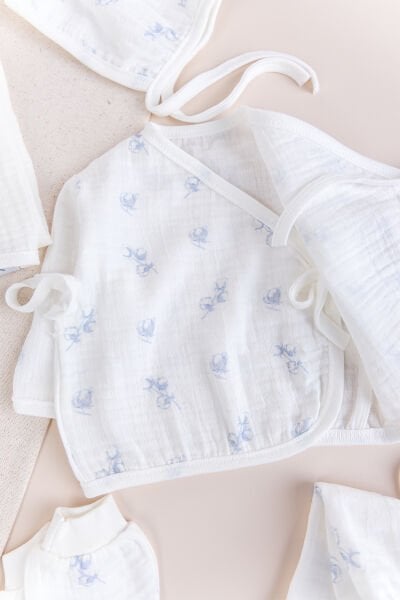 Çiçekli 100% Pamuk Muslin 10'lu Kız Bebek Hastane Çıkışı Yeni Doğan Set LİLA -  0-3 AY