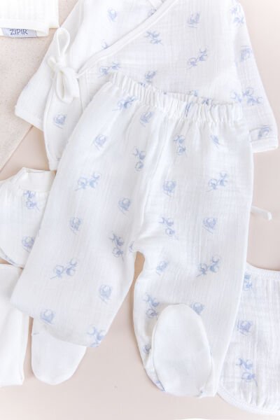 Çiçekli 100% Pamuk Muslin 10'lu Kız Bebek Hastane Çıkışı Yeni Doğan Set LİLA -  0-3 AY