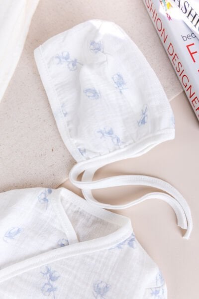 Çiçekli 100% Pamuk Muslin 10'lu Kız Bebek Hastane Çıkışı Yeni Doğan Set LİLA -  0-3 AY