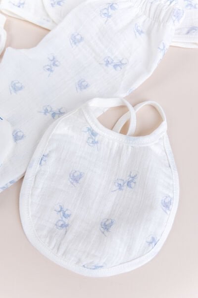 Çiçekli 100% Pamuk Muslin 10'lu Kız Bebek Hastane Çıkışı Yeni Doğan Set LİLA -  0-3 AY