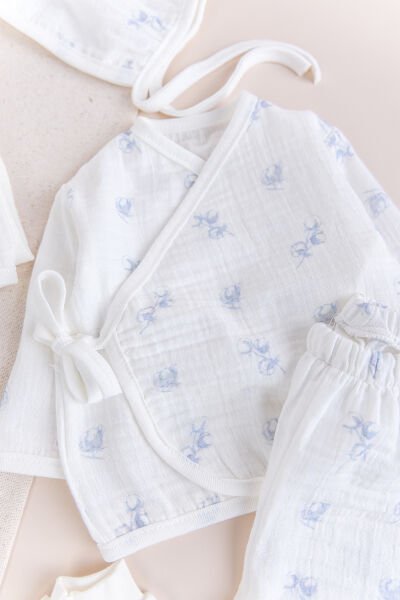 Çiçekli 100% Pamuk Muslin 10'lu Kız Bebek Hastane Çıkışı Yeni Doğan Set LİLA -  0-3 AY