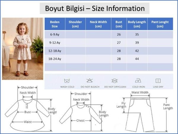Fırfırlı Çiçekli 100% Pamuk Müslin Kız Bebek Elbise