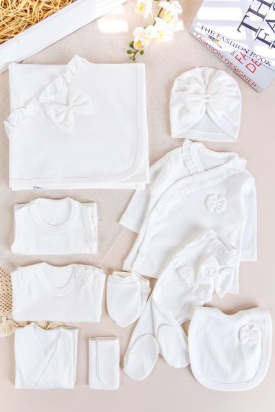 Fiyonklu Fistolu100% Pamuk 10'lu Kız Bebek Hastane Çıkışı Ye2049.9ni Doğan Set