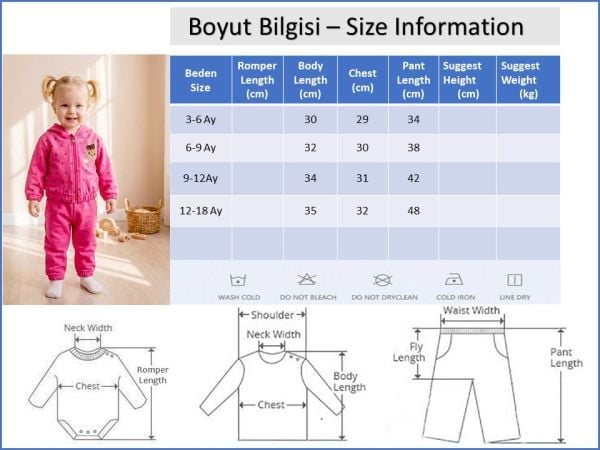 Puantiyeli Kapüşonlu İkili Kız Bebek Eşofman Takımı