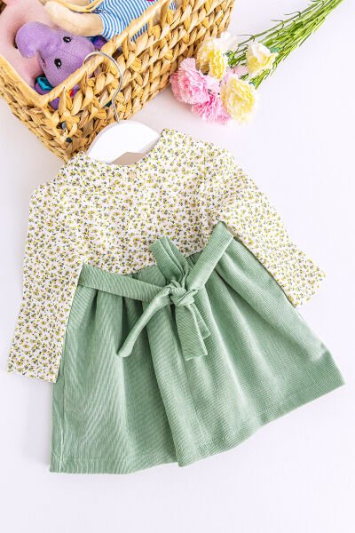 Gömlek Yakalı Kadife Bebek Elbise