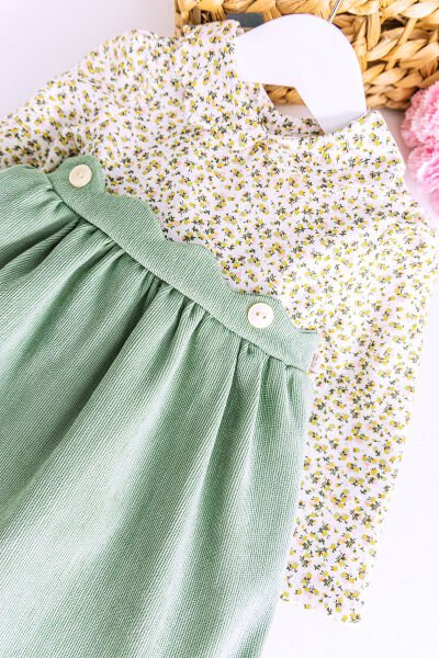 Gömlek Yakalı Kadife Bebek Elbise