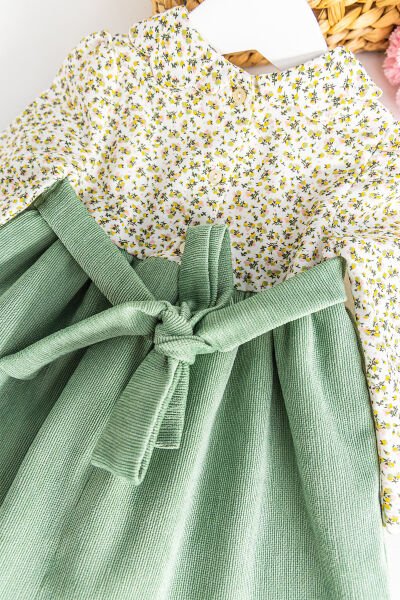 Gömlek Yakalı Kadife Bebek Elbise