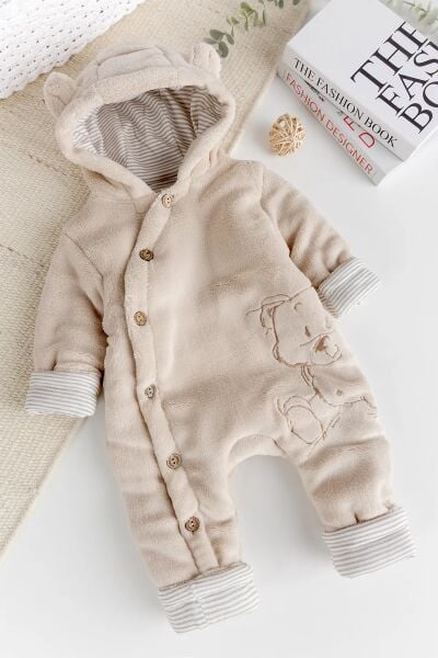 Ayıcık Figürlü Welsoft Peluş Astronot  Kışlık Kız Erkek Bebek Tulum