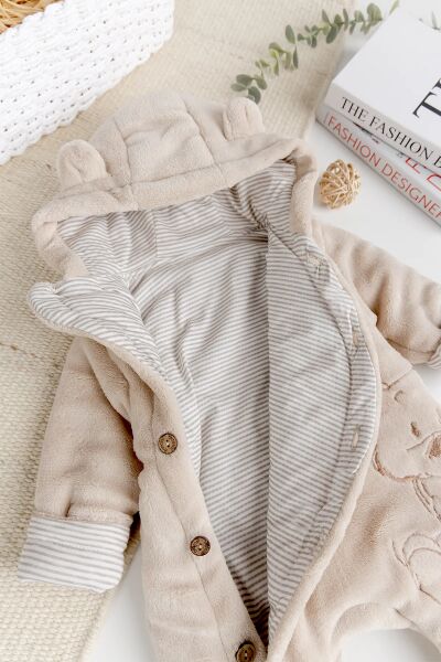 Ayıcık Figürlü Welsoft Peluş Astronot  Kışlık Kız Erkek Bebek Tulum