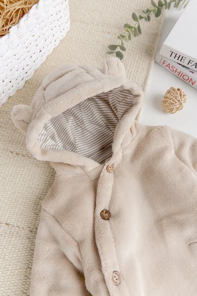 Ayıcık Figürlü Welsoft Peluş Astronot  Kışlık Kız Erkek Bebek Tulum