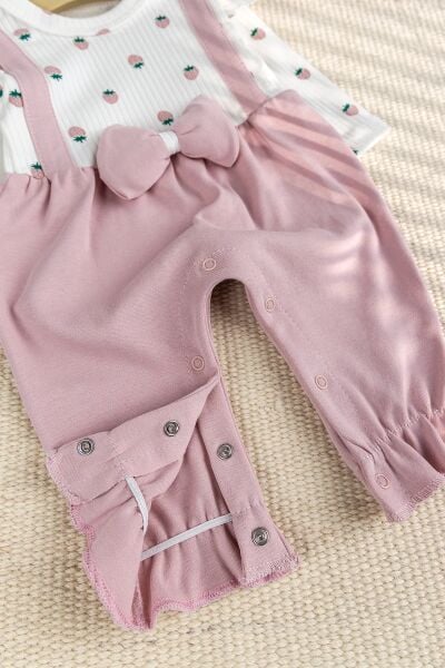 Pamuklu Fiyonklu Bandanalı Kız Bebek Tulum