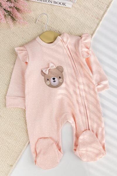 Üçlü 100% Pamuk Kız Bebek Tulum