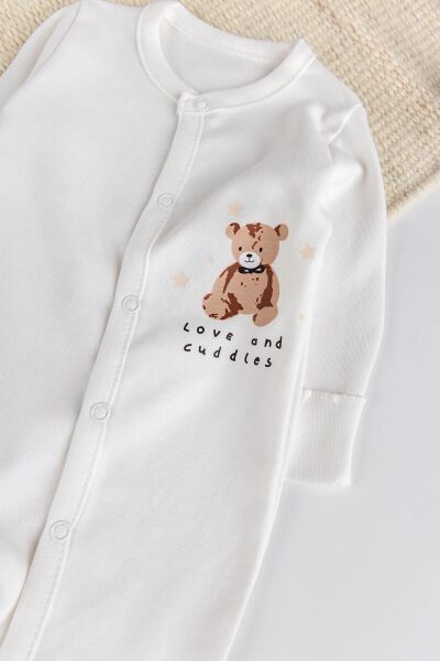 Ayıcık Baskılı Pamuklu 2'li Bebek tulum