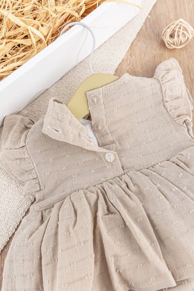 Güpürlü Fiyonklu Yazlık Kız Bebek Elbise Bebek Tulum