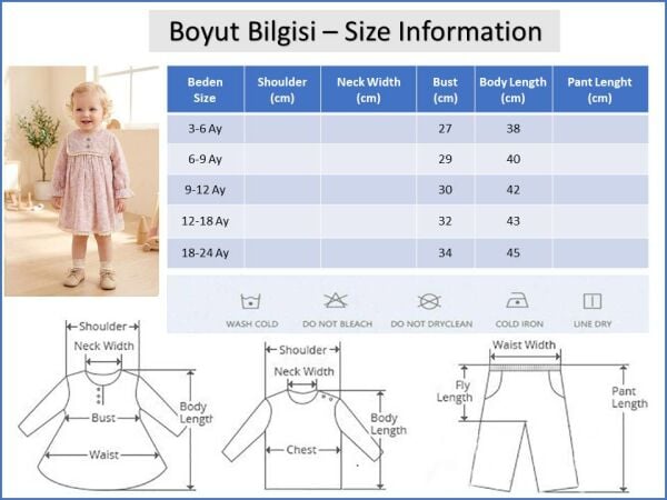 Kabartma Çiçekli Dantelli 100% Pamuk Özel Gün Kız Bebek Elbise
