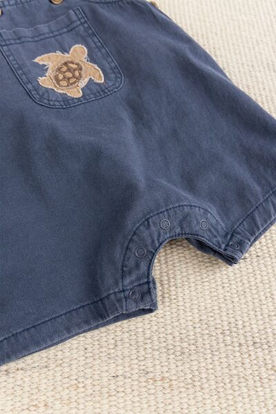 Fiğürlü Denim Şık Yazlık Erkek Bebek Salopet Tulum Takım