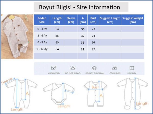 Arma Detaylı Önden Düğmeli Erkek Bebek Tulum
