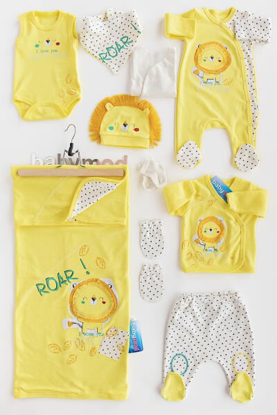Babymod Layette Aslan Figürlü Bebek Hastane Çıkışı Tulumlu Zıbın Seti