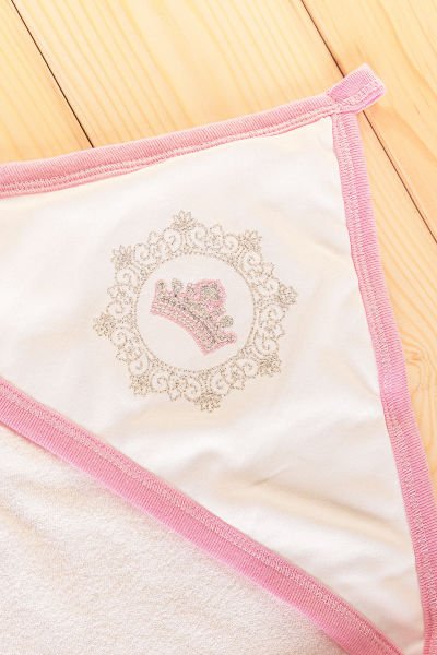 Taç İşlemeli Kız/Erkek Bebek Silinme Havlusu PEMBE -  Tek Ebat